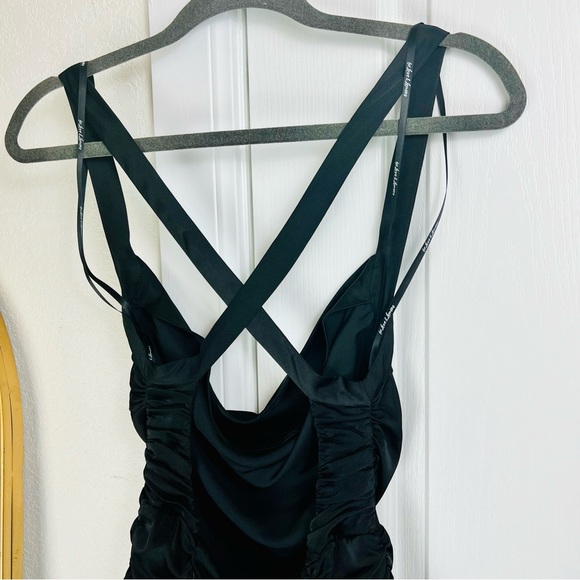 NWT For Love and Lemons Willa Ruched Formal Satin Maxi Gown Dress Small S Black - Picture 6 of 10